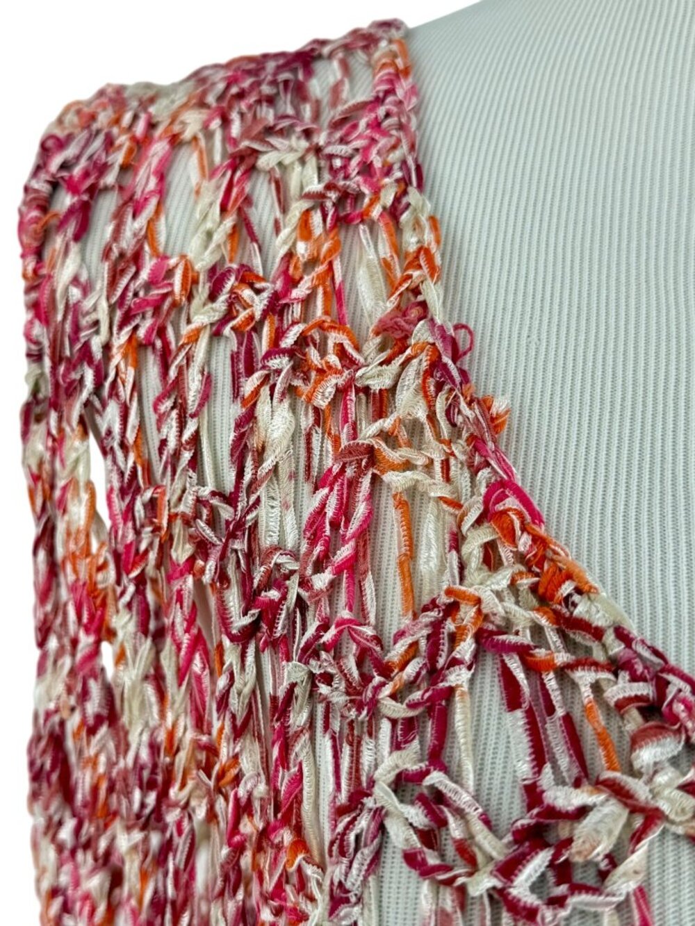 NWT BCBG Max Azria Multicolored Crochet Knit Cover Up Top | Boho Festival Indie - Picture 4 of 15